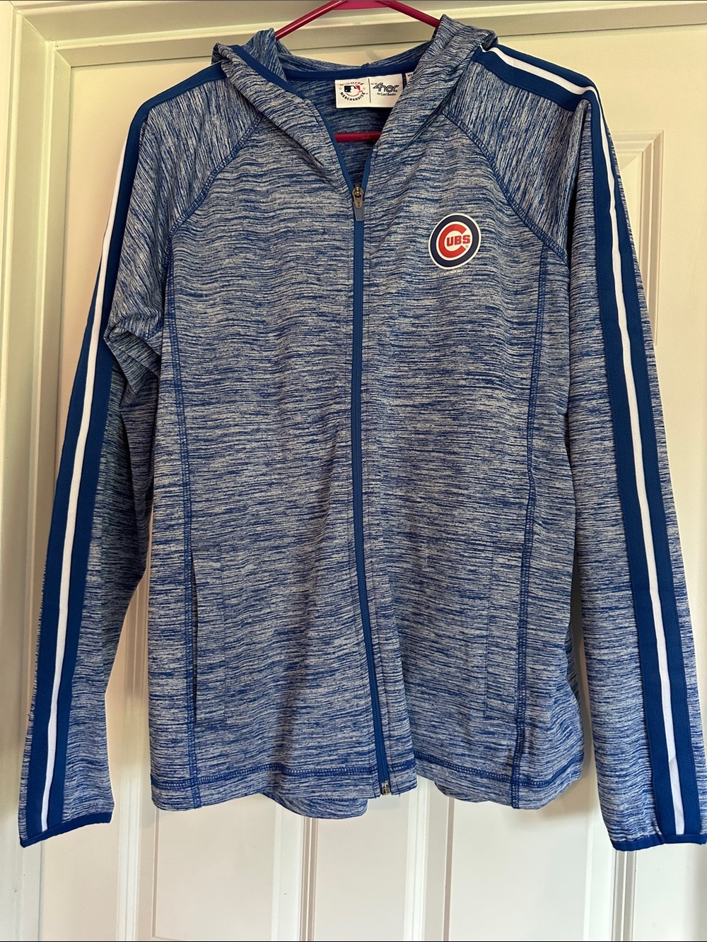 Chicago Cubs Blue Heather Full-Zip Hooded Jacket